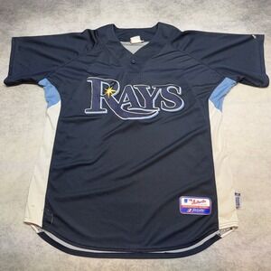 Majestic Tampa Bay Rays MLB Jersey Navy Blue Y2K‎ XL Cool Base Authentic